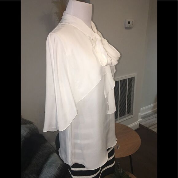 Givenchy Short Cape Sleeve Silk Georgette Blouse - Picture 7 of 8